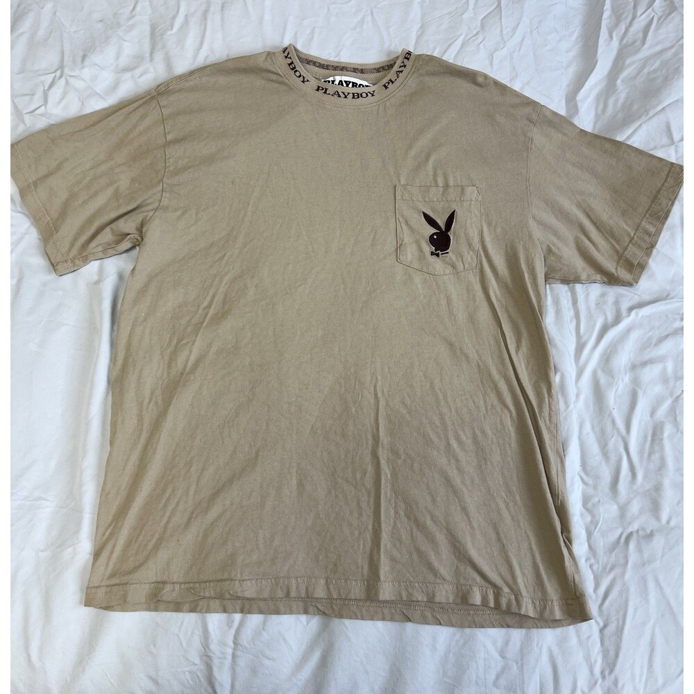 Playboy x Pacsun Collar Spell Out Pocket T-Shirt Large Y2K Skate Streetwear